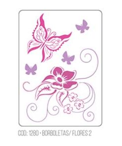 Stencil Mariposas y Flores 2
